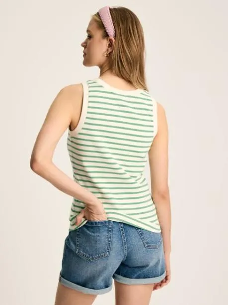 Tops and TShirts Women Joules Cream and Green Striped Jersey Vest