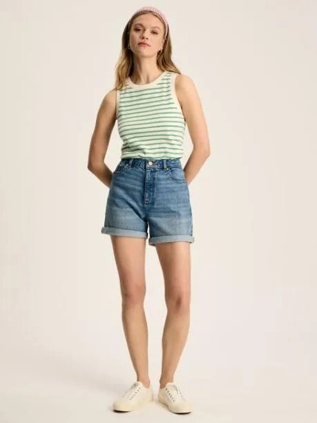 Tops and TShirts Women Joules Cream and Green Striped Jersey Vest