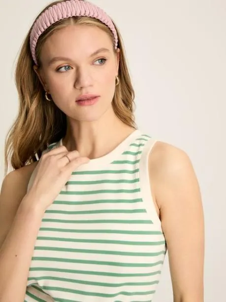 Tops and TShirts Women Joules Cream and Green Striped Jersey Vest
