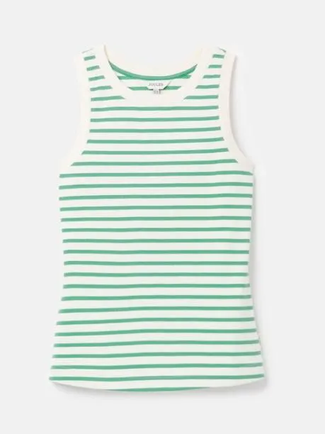 Tops and TShirts Women Joules Cream and Green Striped Jersey Vest