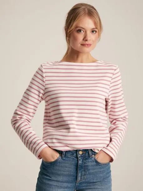 Tops and TShirts Women Joules Cream and Pink Striped Boat Neck Breton Top