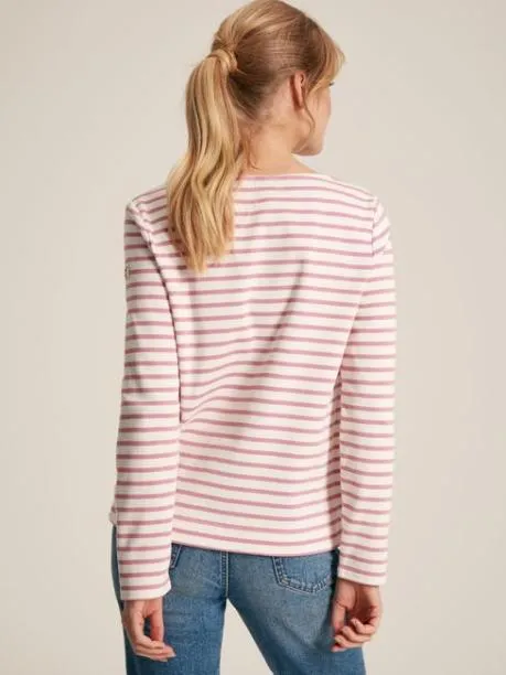 Tops and TShirts Women Joules Cream and Pink Striped Boat Neck Breton Top
