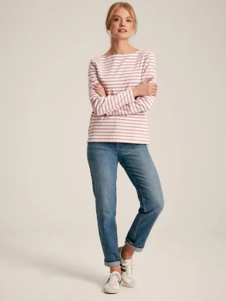 Tops and TShirts Women Joules Cream and Pink Striped Boat Neck Breton Top