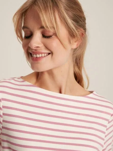 Tops and TShirts Women Joules Cream and Pink Striped Boat Neck Breton Top