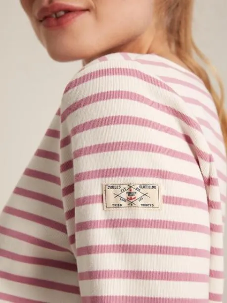Tops and TShirts Women Joules Cream and Pink Striped Boat Neck Breton Top
