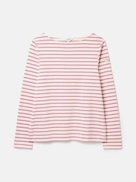 Tops and TShirts Women Joules Cream and Pink Striped Boat Neck Breton Top