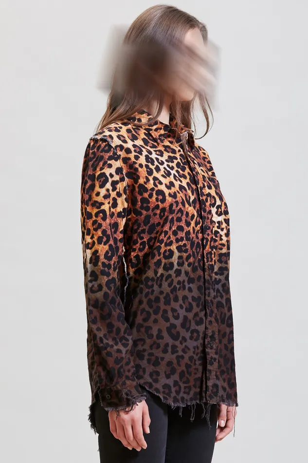 Tops Shredded Seam Shirt 8211 DipDye Leopard 8211 R13 Women