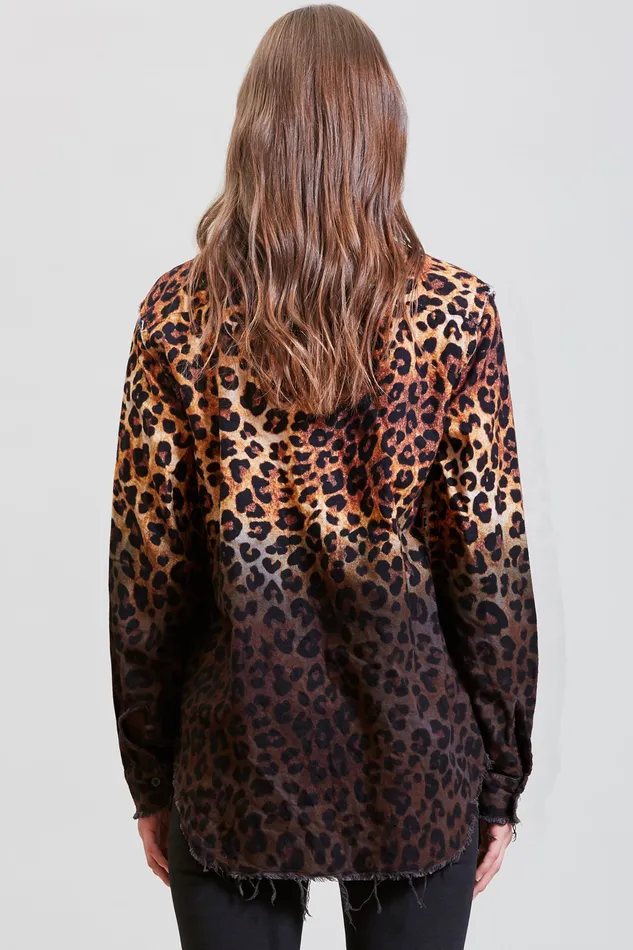 Tops Shredded Seam Shirt 8211 DipDye Leopard 8211 R13 Women