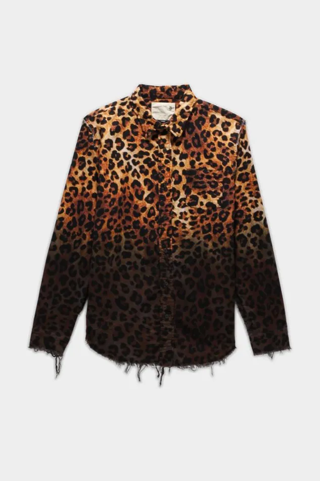 Tops Shredded Seam Shirt 8211 DipDye Leopard 8211 R13 Women