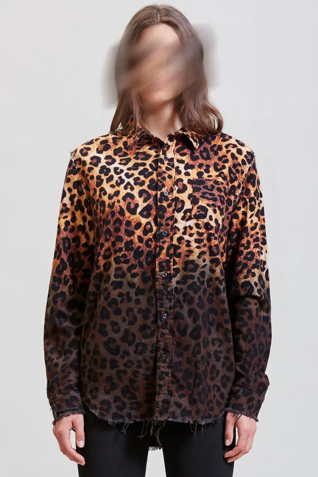 Tops Shredded Seam Shirt 8211 DipDye Leopard 8211 R13 Women