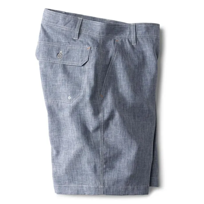Travel Men Orvis Tech Chambray Shorts Blue Chambray