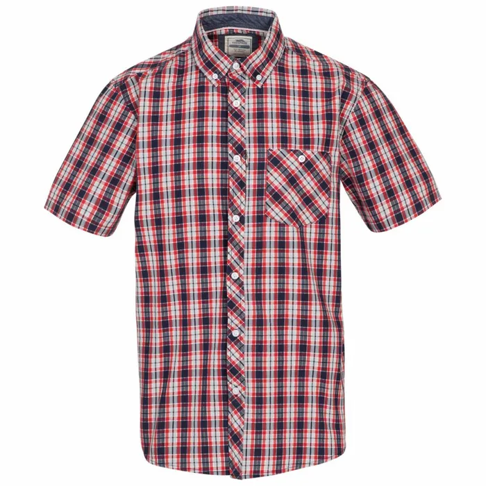 Trespass Checked Shirt Short Sleeved Wackerton Red Check Men Trespass Shirts