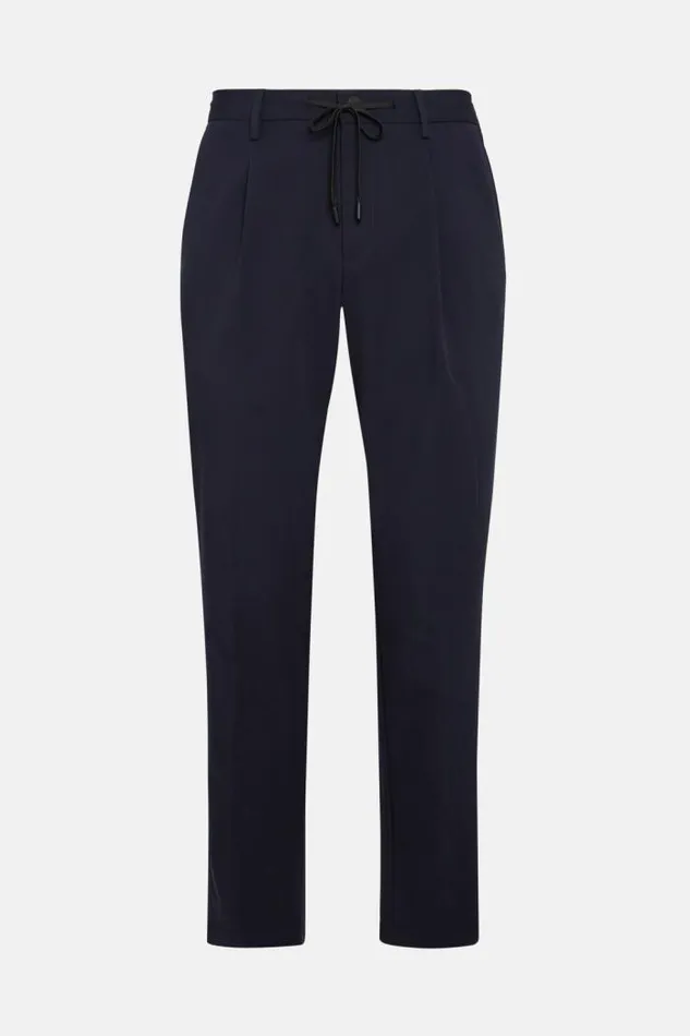 Trousers Men Boggi Milano BTech Stretch Nylon Trousers Navy Blue