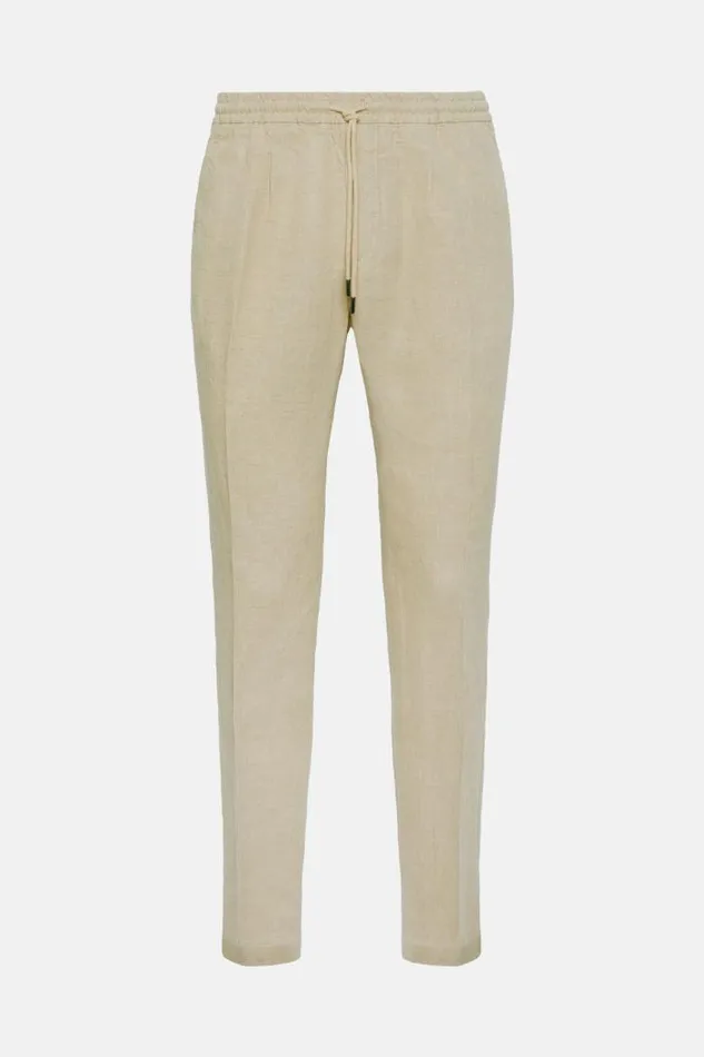 Trousers Men Boggi Milano City Linen Trousers Beige