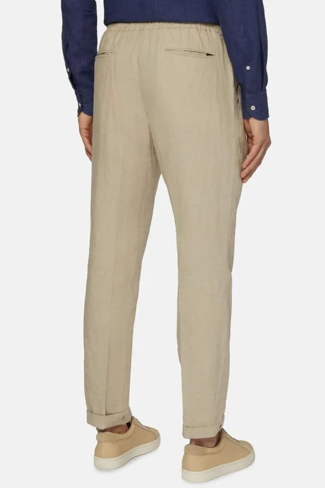 Trousers Men Boggi Milano City Linen Trousers Beige