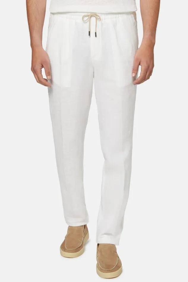 Trousers Men Boggi Milano City Linen Trousers White Trousers Men Boggi Milano City Linen Trousers White