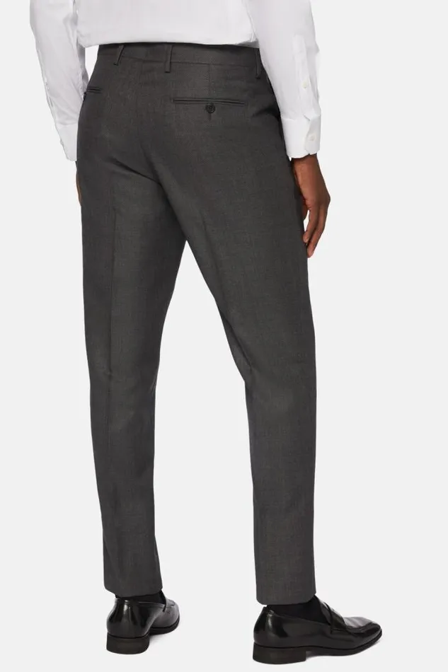 Trousers Men Boggi Milano Regular Fit Birdseye Wool Trousers Medium Grey