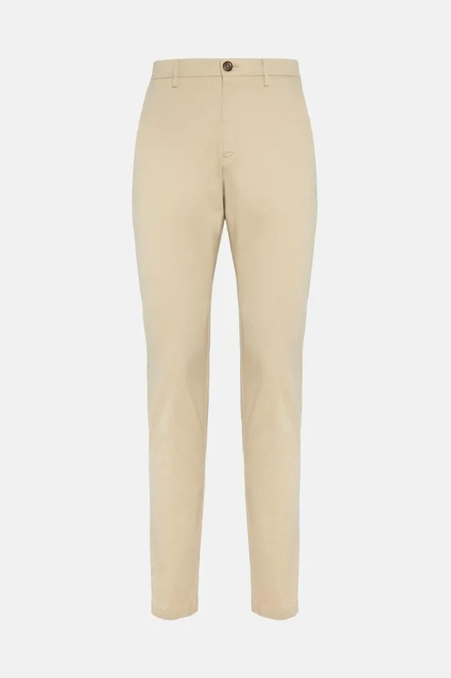 Trousers Men Boggi Milano Stretch CottonTencel Trousers Sand