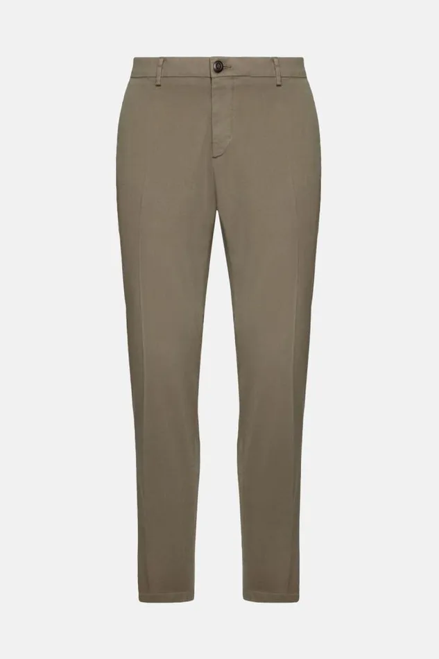 Trousers Men Boggi Milano Stretch CottonTencel Trousers Taupe