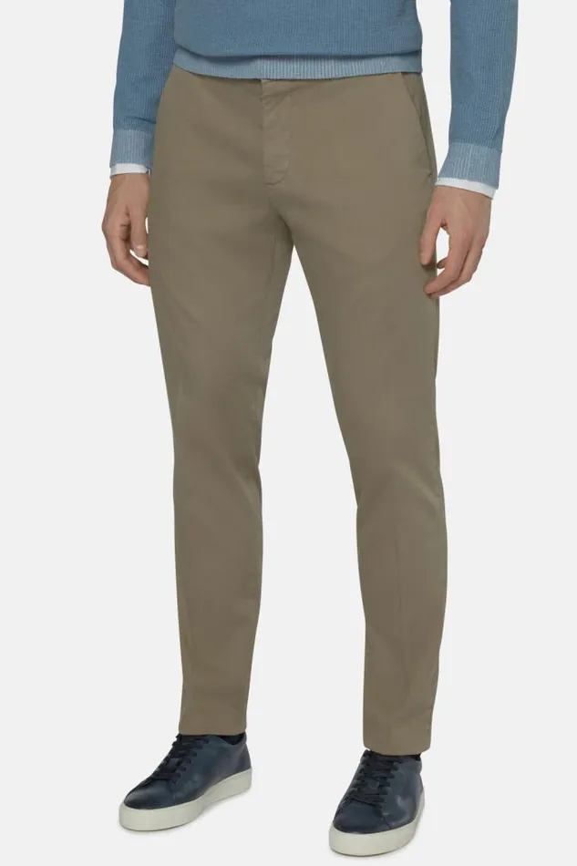 Trousers Men Boggi Milano Stretch CottonTencel Trousers Taupe Trousers Men Boggi Milano Stretch CottonTencel Trousers Taupe