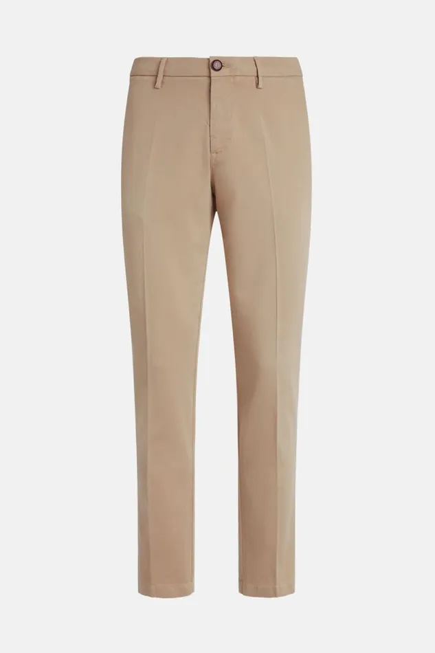 Trousers Men Boggi Milano Stretch Cotton Trousers Beige