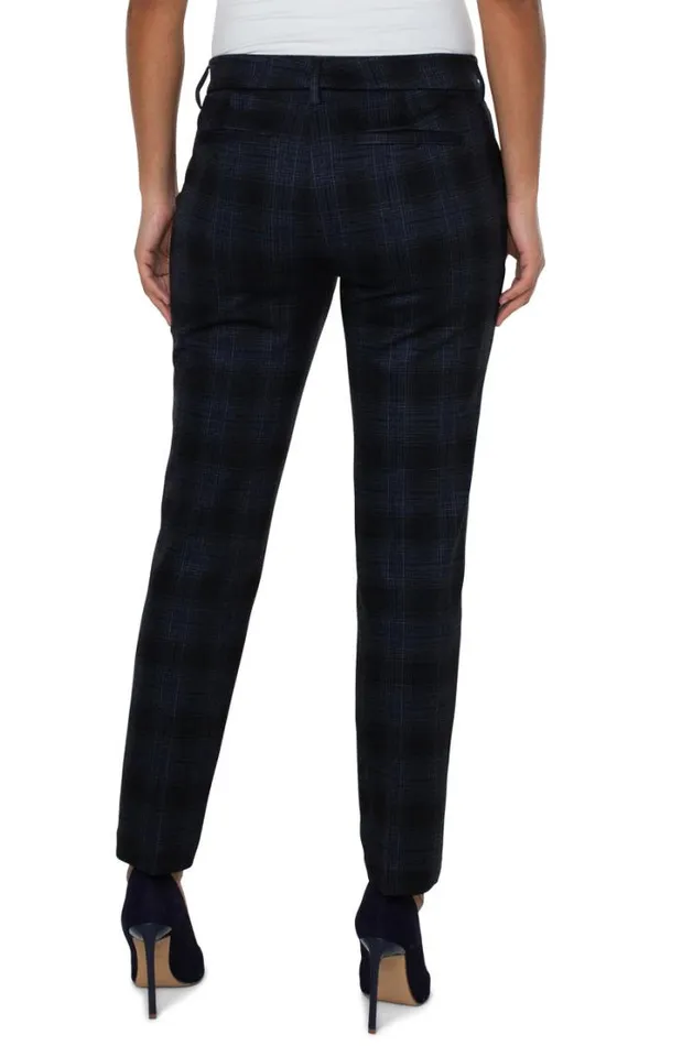 TROUSERS Women Liverpool Los Angeles KELSEY KNIT TROUSER Black Dark Slate Tartan Plaid
