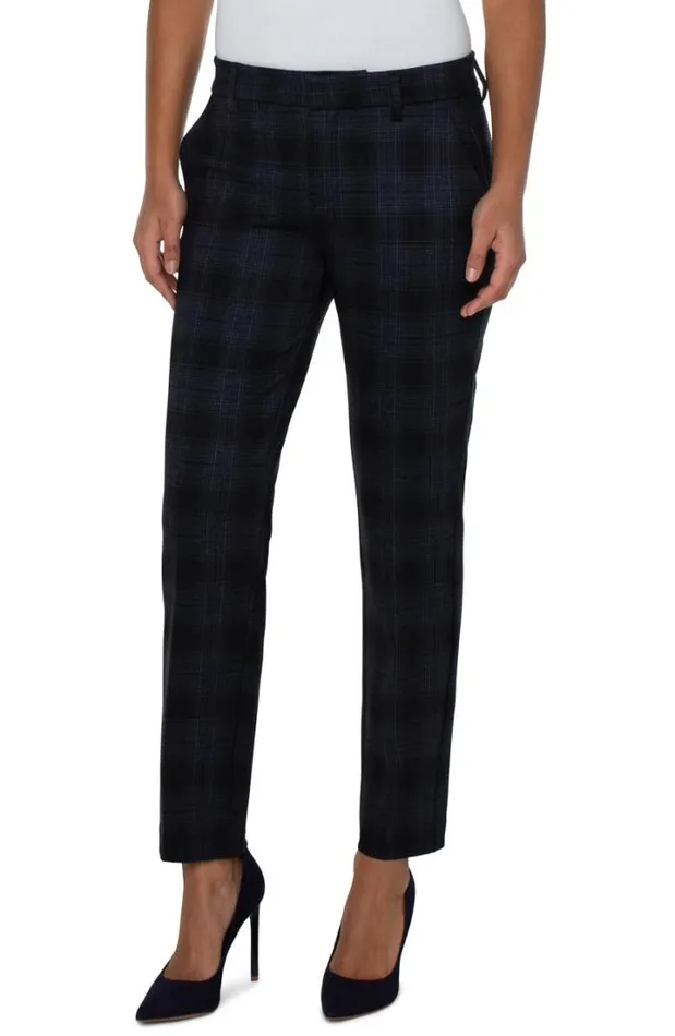 TROUSERS Women Liverpool Los Angeles KELSEY KNIT TROUSER Black Dark Slate Tartan Plaid