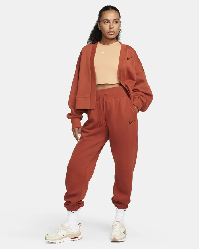 Trousers Women Nike Sportswear Phoenix Fleece Rugged Orangeblack