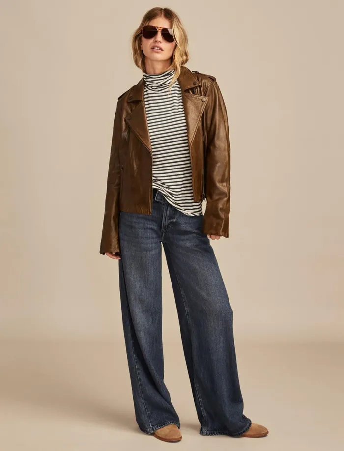 Turtleneck Layering Top Navy Stripe Women Lucky Brand Knit Tops