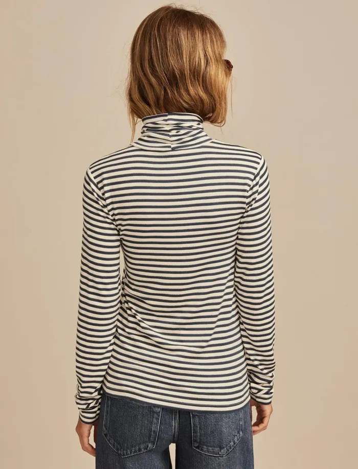 Turtleneck Layering Top Navy Stripe Women Lucky Brand Knit Tops
