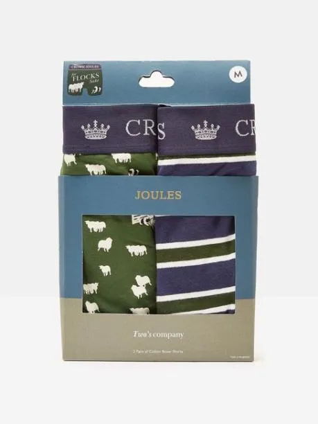 Underwear Men Joules GreenNavy Pack Of Two Cotton Boxers