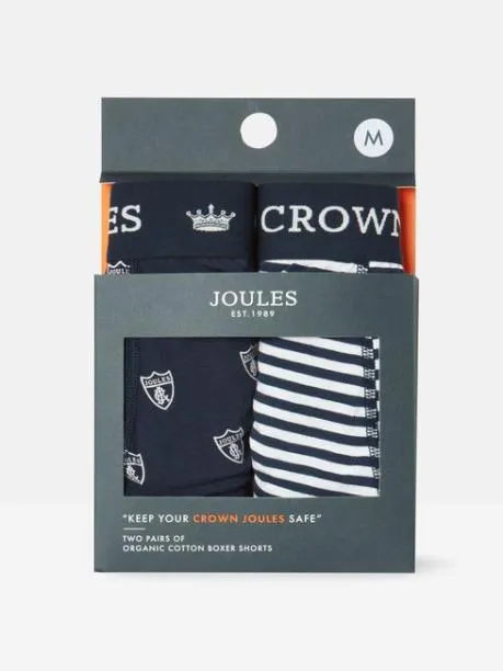 Underwear Men Joules Navy and White Crest Pack Of Two Cotton Boxers
