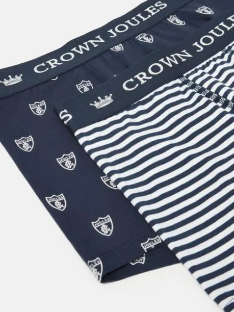 Underwear Men Joules Navy and White Crest Pack Of Two Cotton Boxers