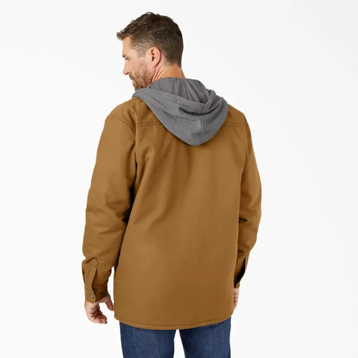Water Repellent Duck Hooded Shirt Jacket Brown Duck Brown Duck bd Men Dickies Outerwear