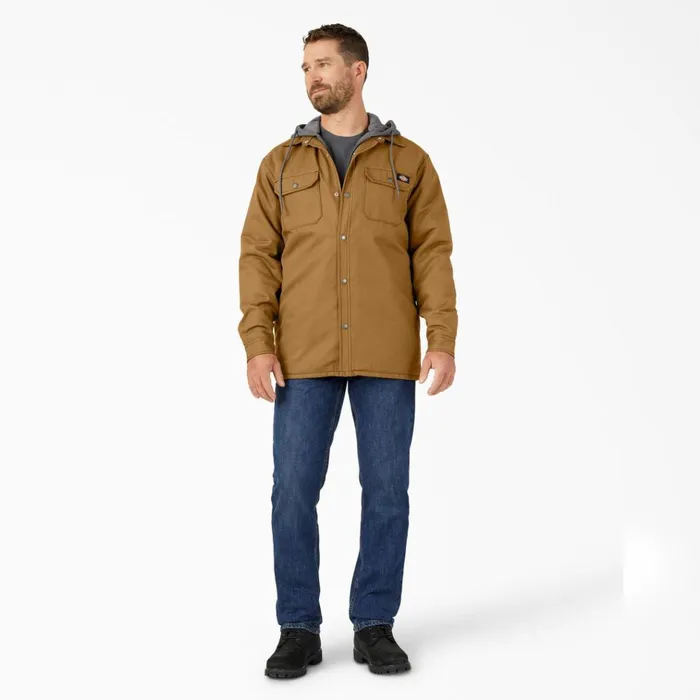 Water Repellent Duck Hooded Shirt Jacket Brown Duck Brown Duck bd Men Dickies Outerwear