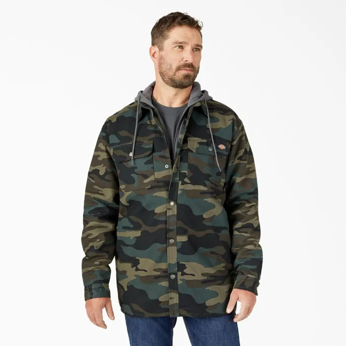 Water Repellent Duck Hooded Shirt Jacket Hunter Green Camo Hunter Green Camo hrc Men Dickies Outerwear Water Repellent Duck Hooded Shirt Jacket Hunter Green Camo Hunter Green Camo hrc Men Dickies Outerwear