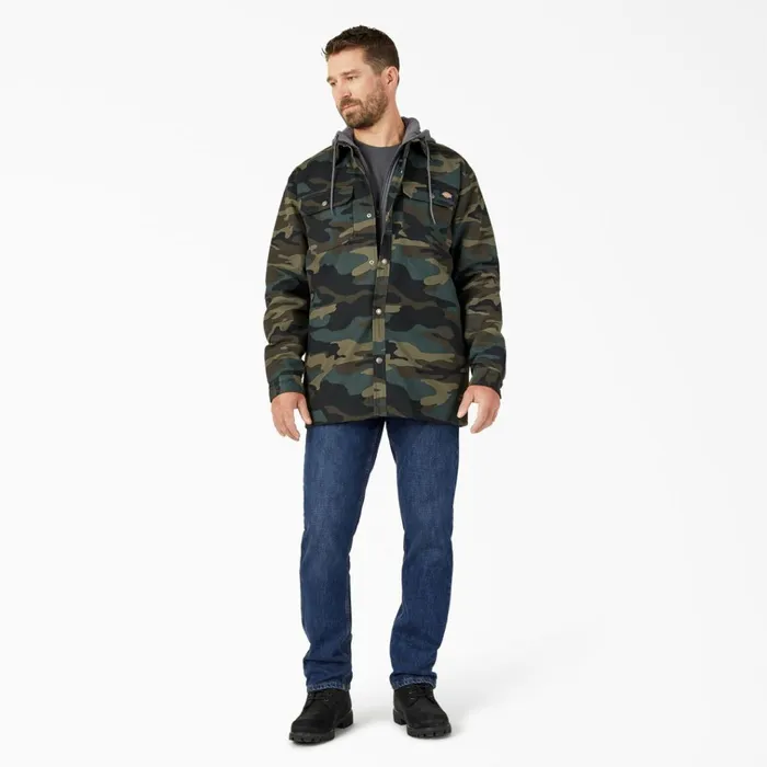 Water Repellent Duck Hooded Shirt Jacket Hunter Green Camo Hunter Green Camo hrc Men Dickies Outerwear Water Repellent Duck Hooded Shirt Jacket Hunter Green Camo Hunter Green Camo hrc Men Dickies Outerwear