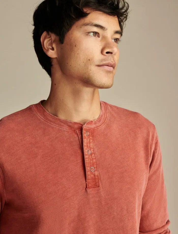 Weekend Slub Jersey Long Sleeve Henley Bossa Nova Men Lucky Brand Shirts and Tops