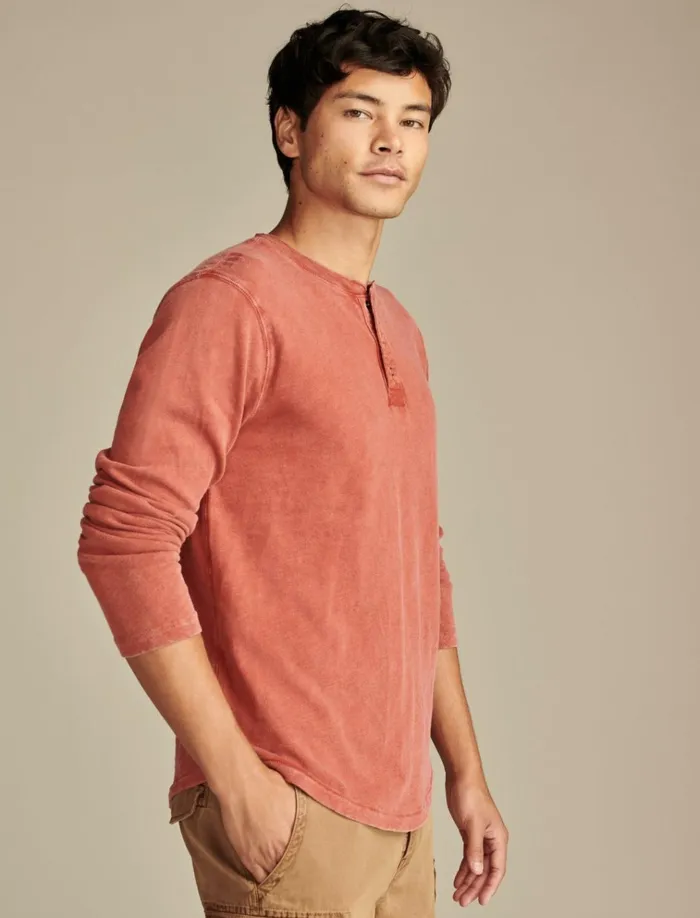 Weekend Slub Jersey Long Sleeve Henley Bossa Nova Men Lucky Brand Shirts and Tops