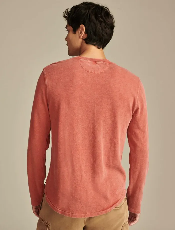 Weekend Slub Jersey Long Sleeve Henley Bossa Nova Men Lucky Brand Shirts and Tops