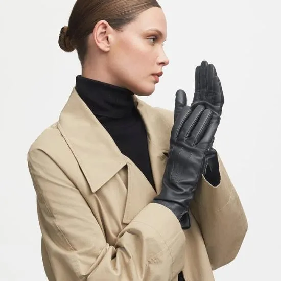 Women039s Cashmere Lined Leather Gloves Black Nappa Women Aspinal Of London Gloves and Scarves