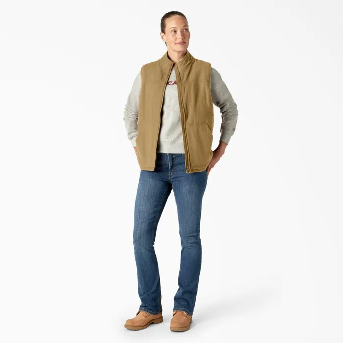 Women039s Fleece Lined Duck Canvas Vest Rinsed Nubuck Rinsed Nubuck rnu Women Dickies Vests
