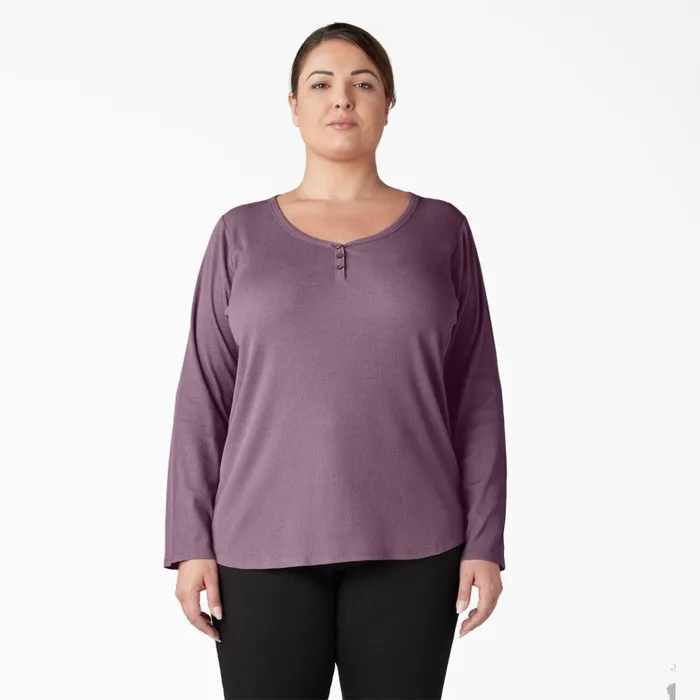 Women039s Plus Henley Long Sleeve Shirt Grapeade Grapeade gsd Women Dickies Work Tops Women039s Plus Henley Long Sleeve Shirt Grapeade Grapeade gsd Women Dickies Work Tops