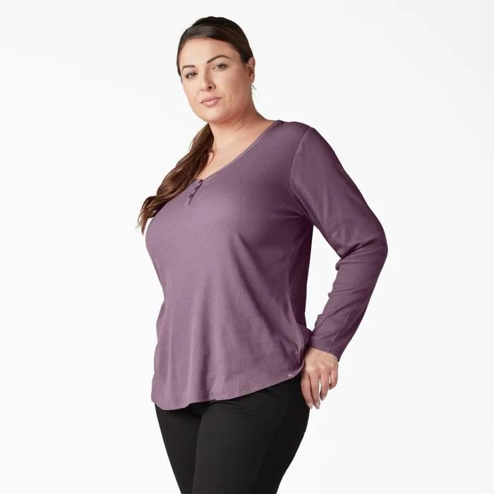 Women039s Plus Henley Long Sleeve Shirt Grapeade Grapeade gsd Women Dickies Work Tops Women039s Plus Henley Long Sleeve Shirt Grapeade Grapeade gsd Women Dickies Work Tops