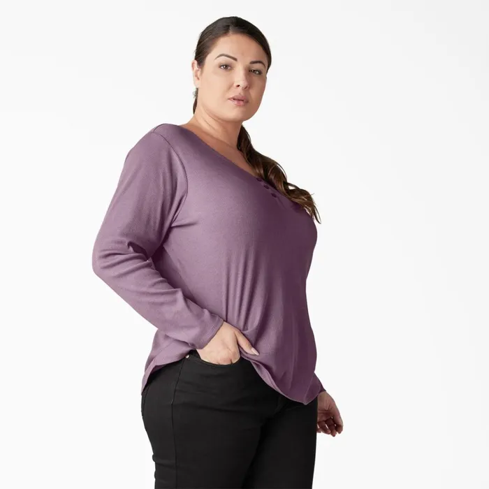 Women039s Plus Henley Long Sleeve Shirt Grapeade Grapeade gsd Women Dickies Work Tops Women039s Plus Henley Long Sleeve Shirt Grapeade Grapeade gsd Women Dickies Work Tops