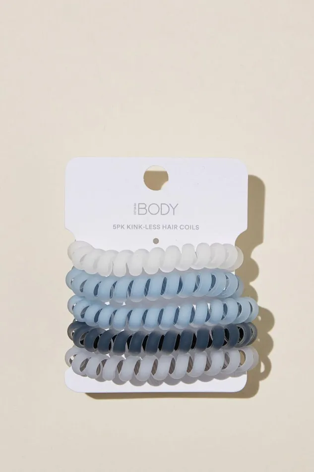 Women Accessories and Slippers Cotton On Coil Hair Ties 5Pk Frosted Blue