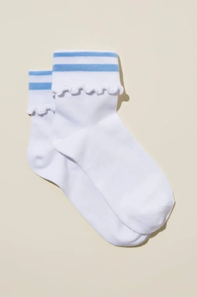 Women Accessories Cotton On Active Folded Frill Sock White Windsurfer