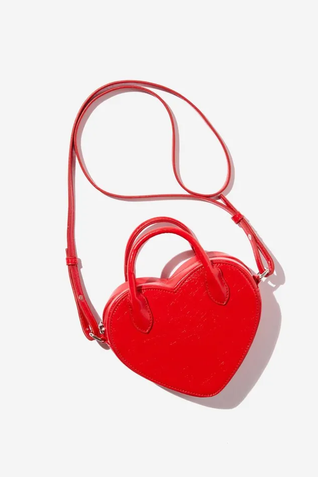 Women Bags and Belts Cotton On Heart To Heart Crossbody Bag Red Crinkle