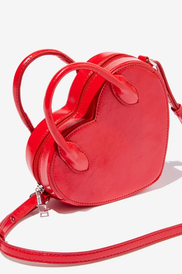 Women Bags and Belts Cotton On Heart To Heart Crossbody Bag Red Crinkle
