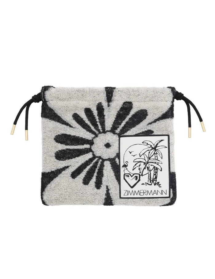 Women Bags Zimmermann Towelling Drawstring Pouch Blackcream